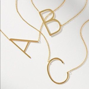 Anthropologie Block Letter Monogram Necklace - E